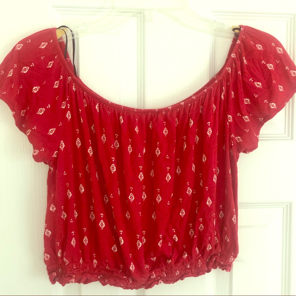 Off The Shoulder Red Crop Top